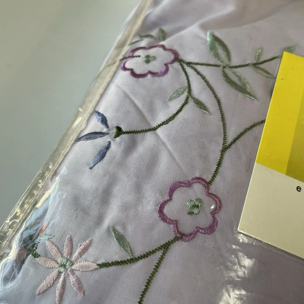 Vtg Interiors King Size Duvet Mini Set Lavender Embroidered Floral NEW NIP NOS